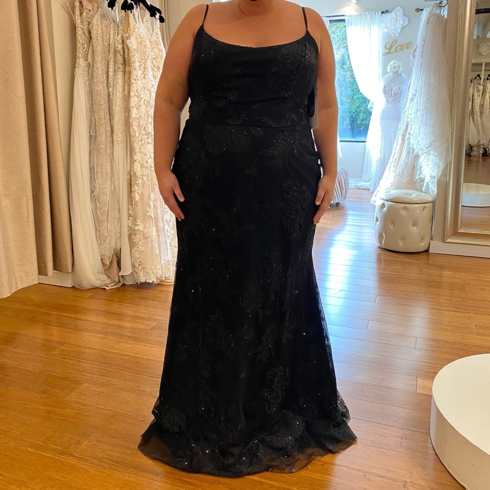Hailey Paige black bridesmaid gown